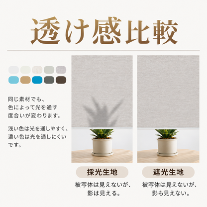 非遮光ロールスクリーン ｜つっぱり式・プルハンドル式・0.1cm単位オーダー