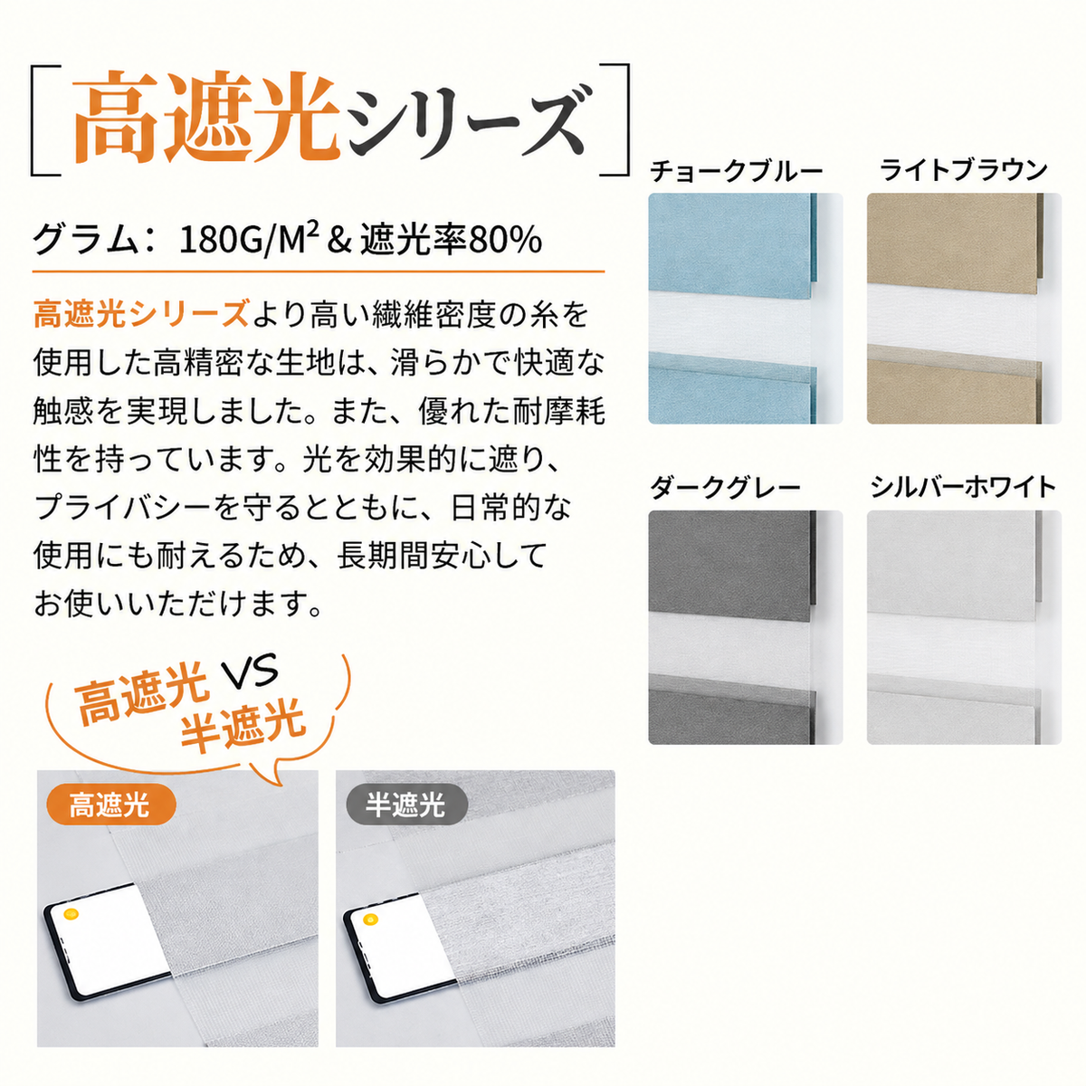 調光ロールスクリーン はっ水｜つっぱり式・チェーン式・0.1cm単位オーダー