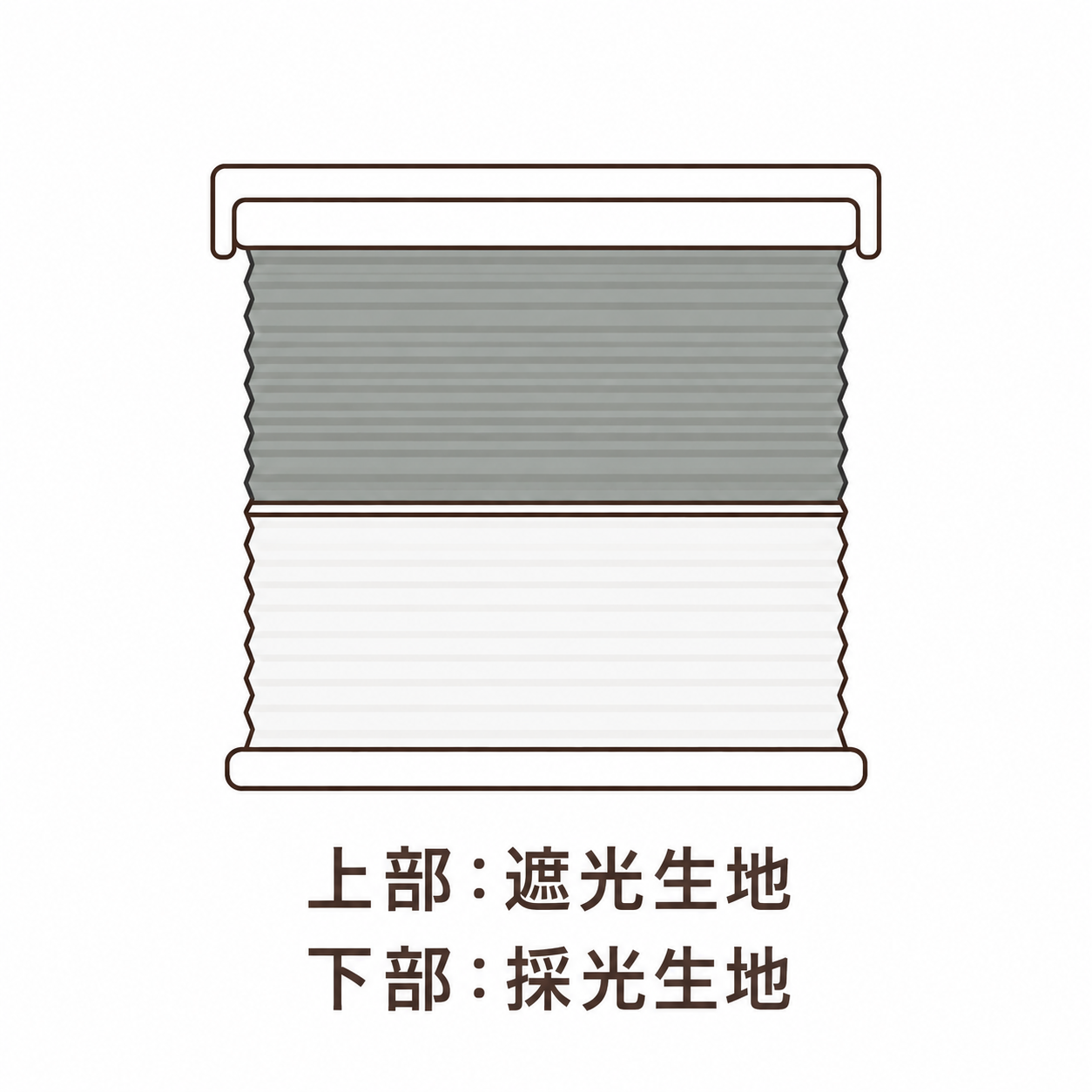 上部：遮光生地、下部：シアー／採光生地