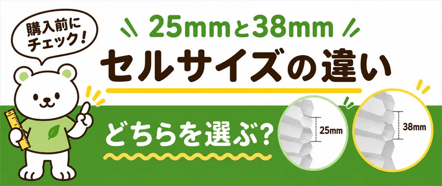ハニカムシェード セルサイズガイド